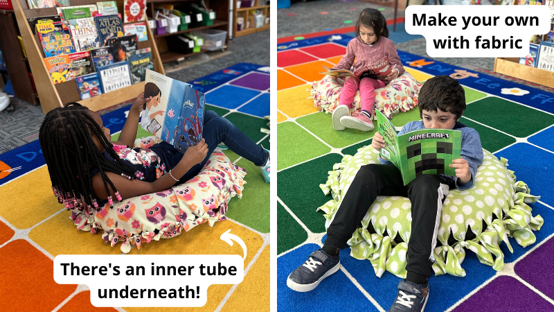 DIY reading chair with an inner tube