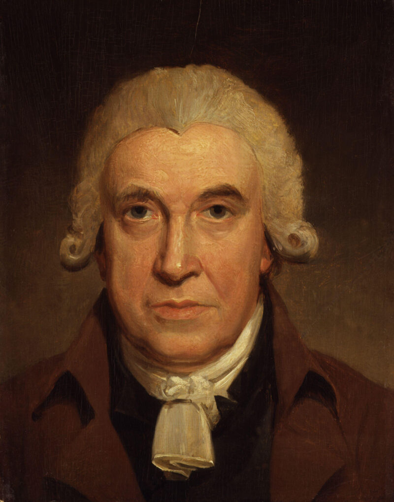 An old fashioned painted portrait of a man from the 18th century or so is shown.