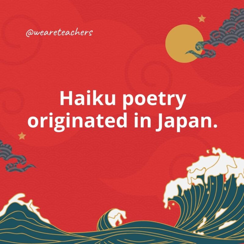 Haiku poetry originated in Japan.