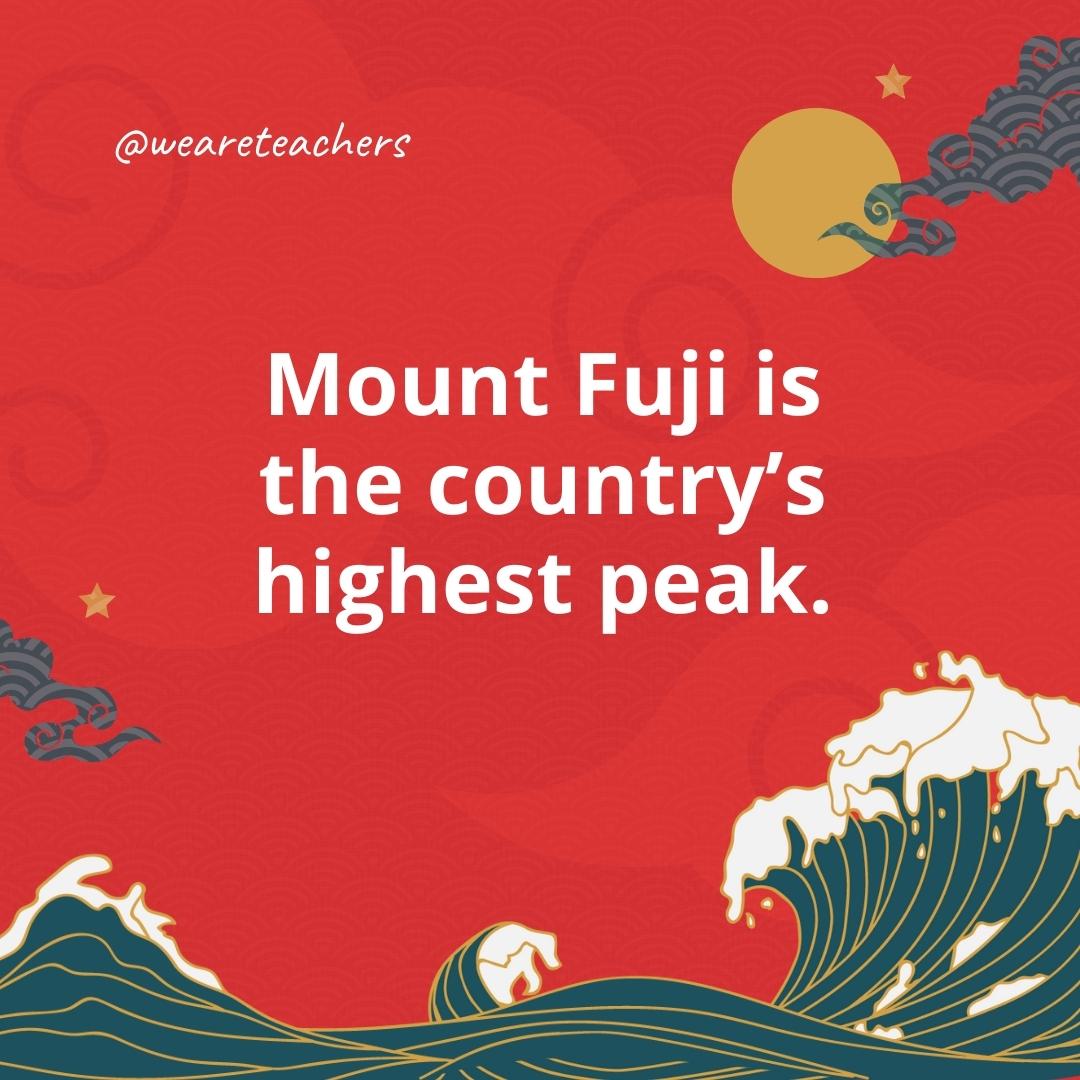 Mount Fuji is the country's highest peak.