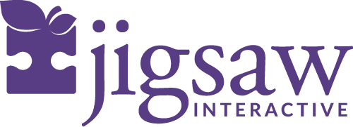 Jigsaw Interactive logo in purple with puzzle piece icon