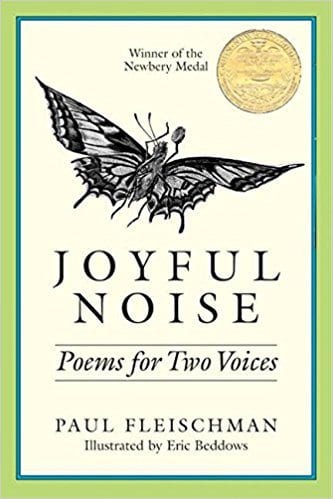 Book cover for Joyful Noise: Poems for Two Voices, as an example of poetry books for kids