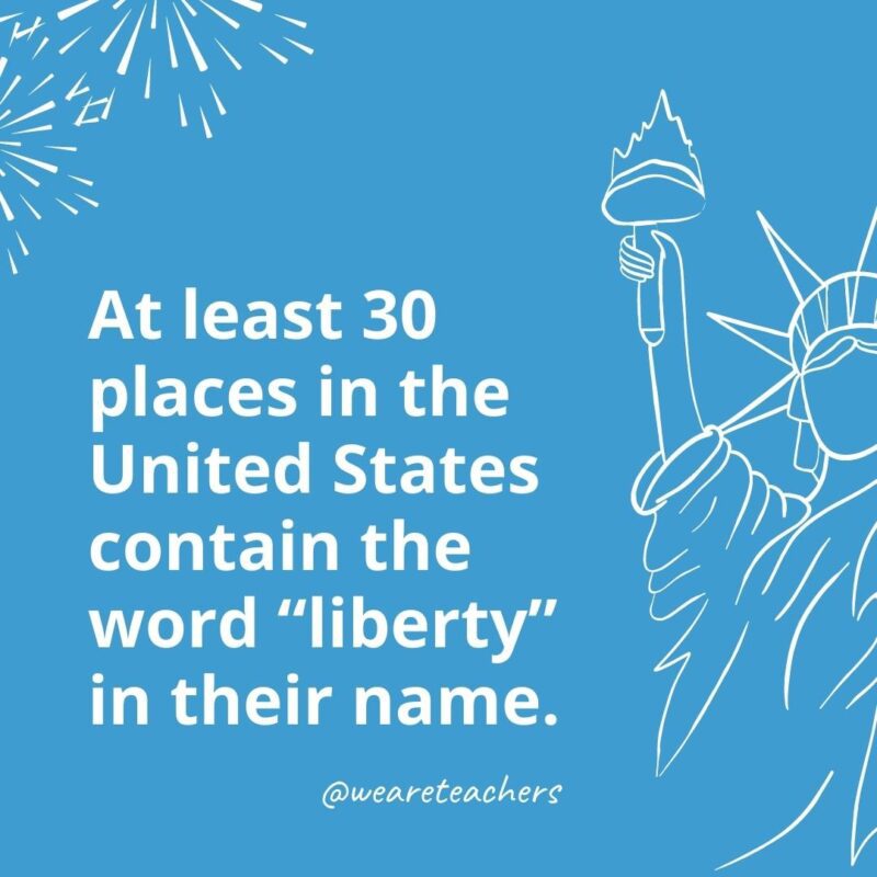 At least 30 places in the United States contain the word "liberty" in their name.