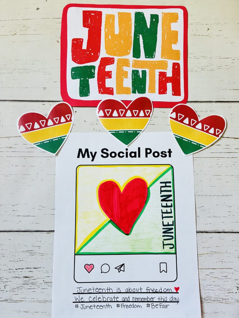 an image of a student design social media post highlighting the importance of Juneteenth
