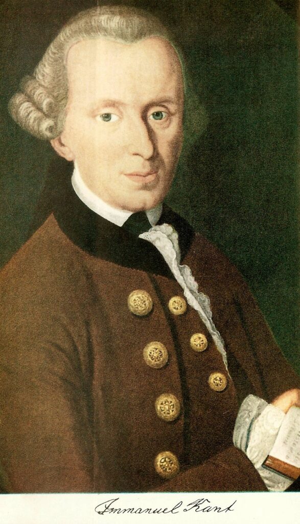Famous philosophers include Immanuel Kant shown here in a painting from the waist up.