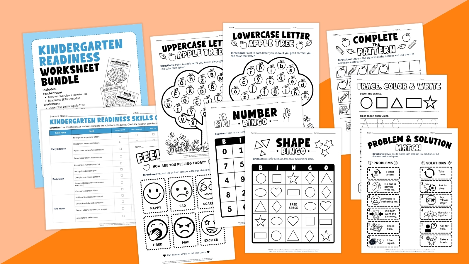 Kindergarten Readiness Worksheet and Activity Bundle