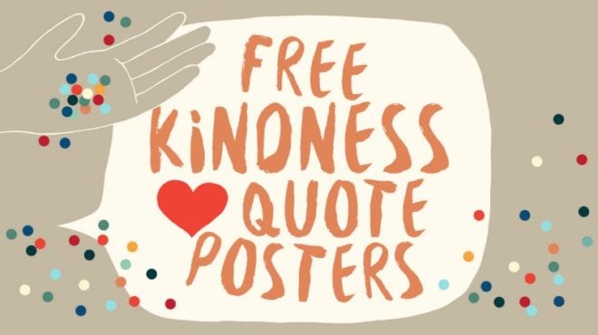 Free kindness posters with hand holding confetti for teaching 2nd grade