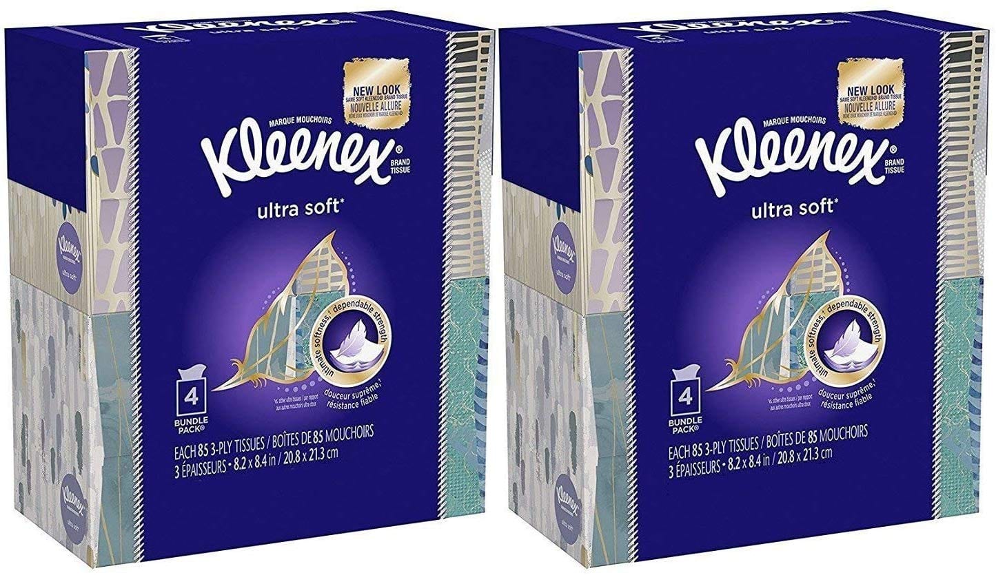Two packages of Kleenex tissues.