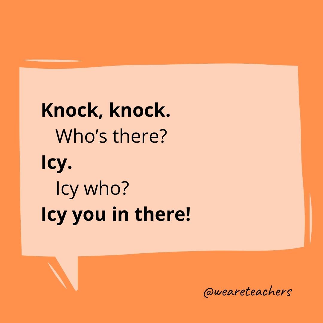 Knock knock. Who’s there? Icy. Icy who? Icy you in there!