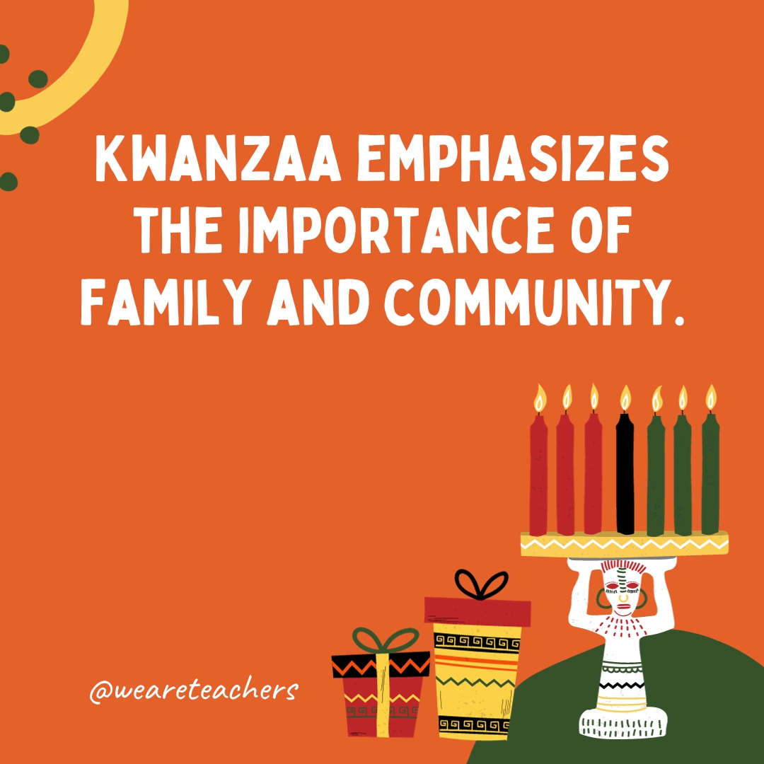 Kwanzaa emphasizes the importance of family and community. 