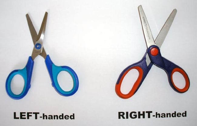 Left handed and right handed scissors