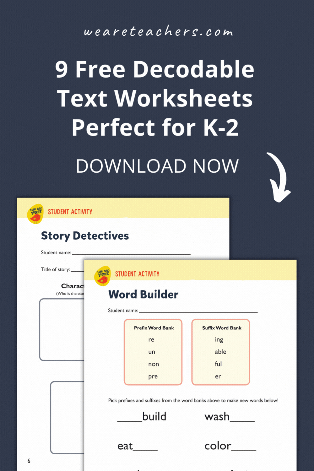 Teaching grades K-2? Don't miss these 9 FREE decodable worksheets that are ready-to-go for your classroom. Download now!