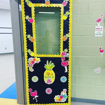 life is sweet in fourth grade pineapples and flamingos classroom door decoration theme