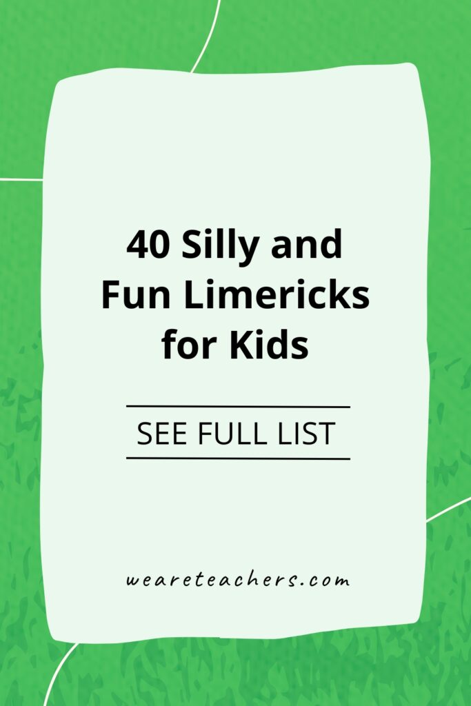 Teaching kids about the limerick poem and looking for limerick examples to share? This list of limericks for kids is perfect for some laughs!