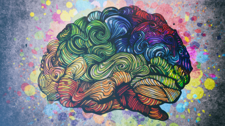 Colorful struggling readers brain