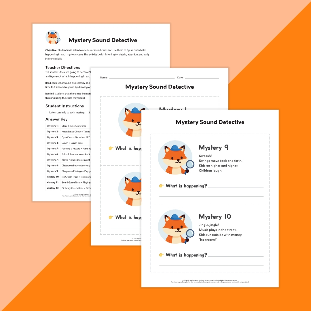 Images of a listening skills activity.