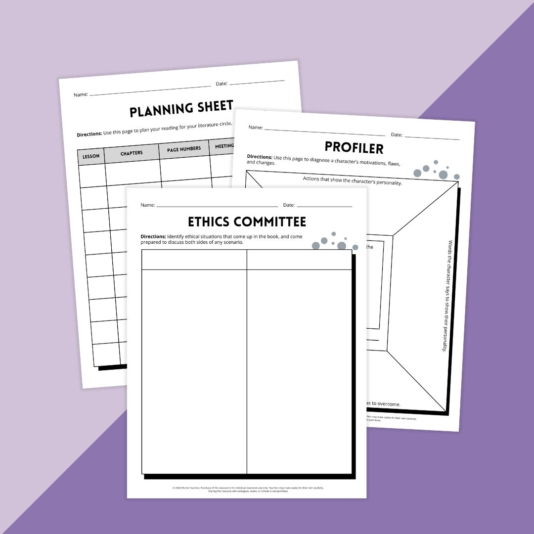 Images from the Literature Circles Classroom Resource Kit.