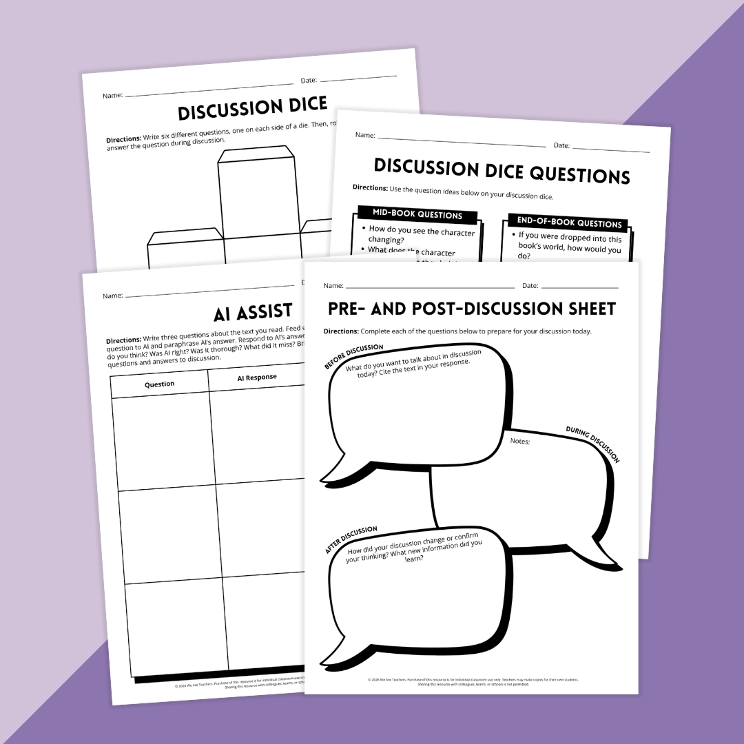 Pages from the Literature Circles Classroom Resource Kit.