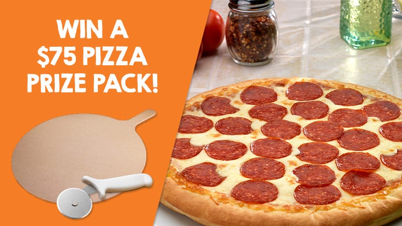 LittleCaesars $75 Giveaway with an image of a pepperoni pizza.