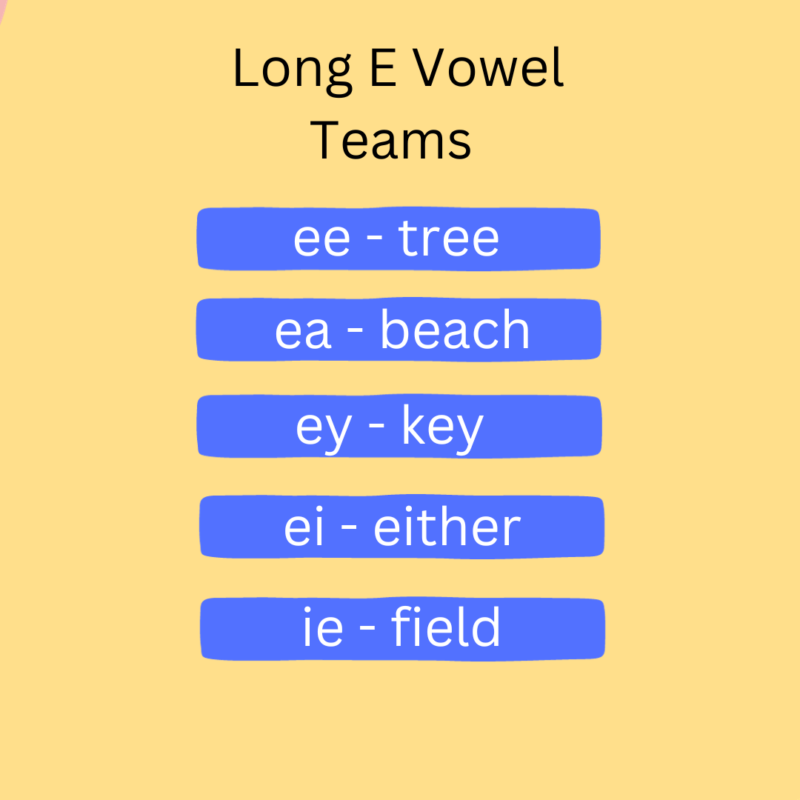 list of long E vowel teams