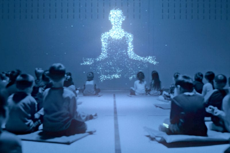 Students using Lu software to meditate