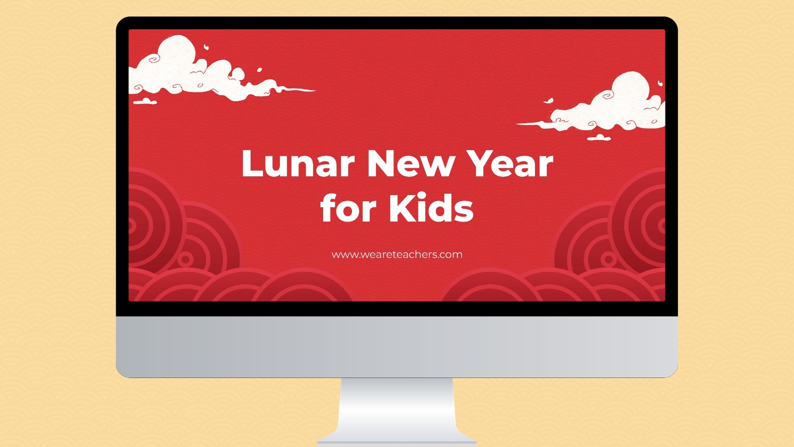 Computer screen with Lunar New Year for Kids slide on it.