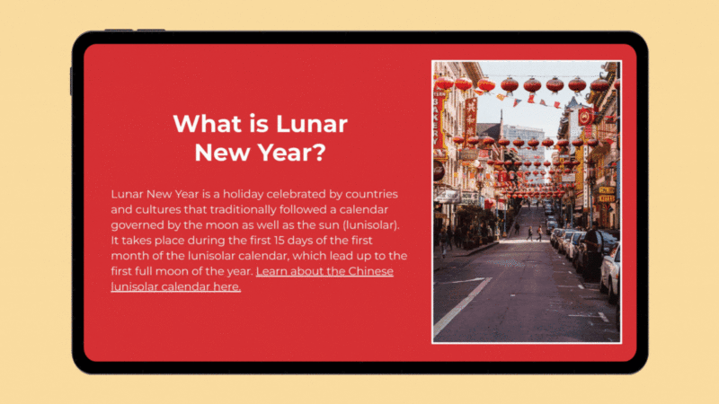 Gif with Lunar New Year for Kids slides cycling through.