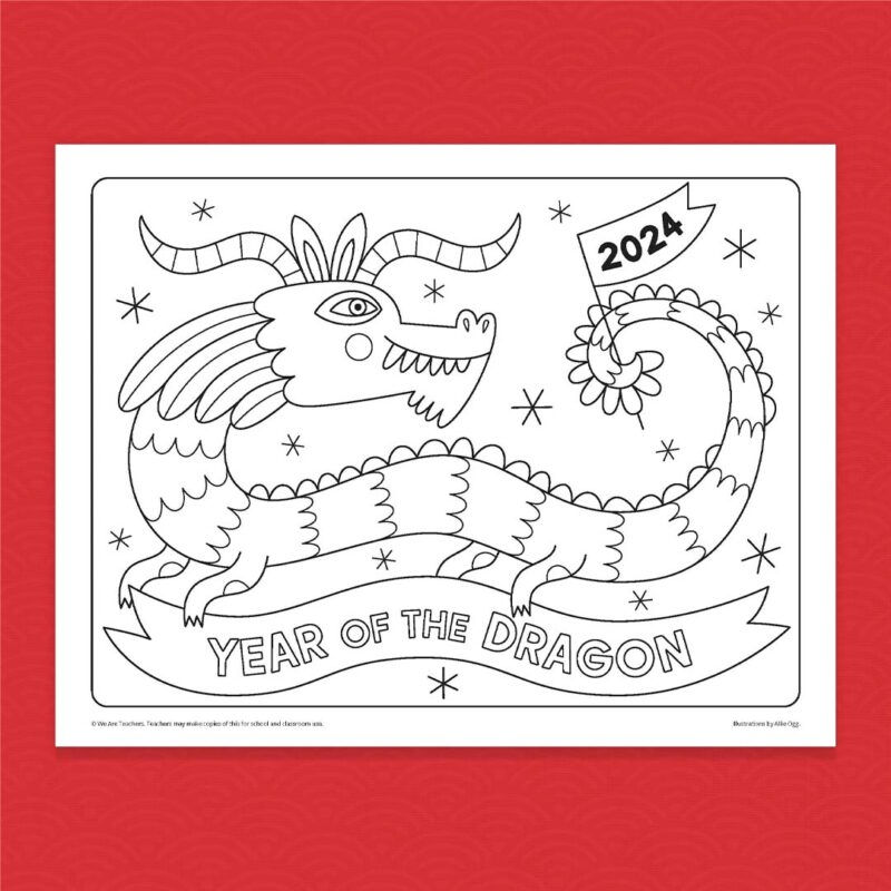 Lunar New Year Coloring Page 2024