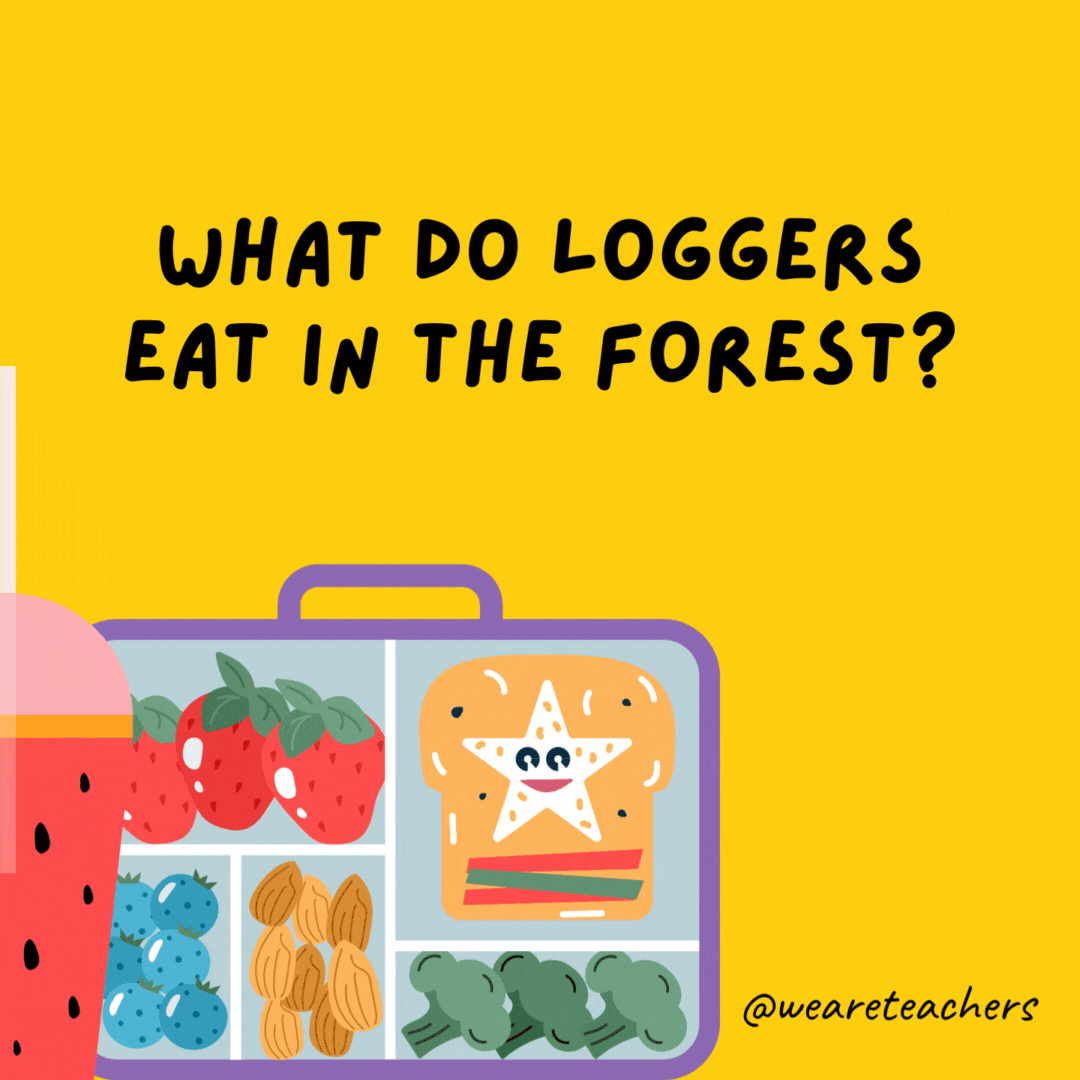What do loggers eat in the forest?- lunch box jokes