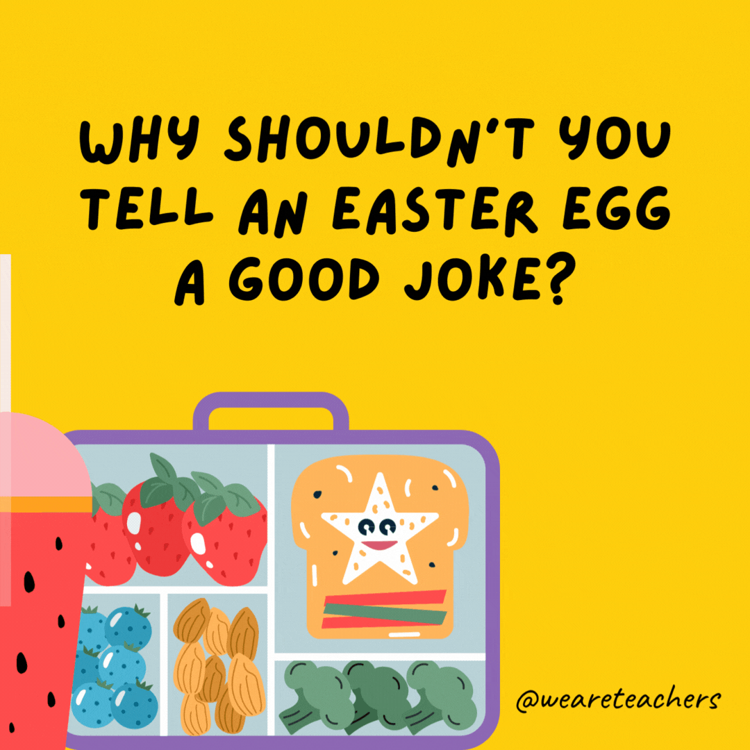 Why shouldn't you tell an Easter egg a good joke?