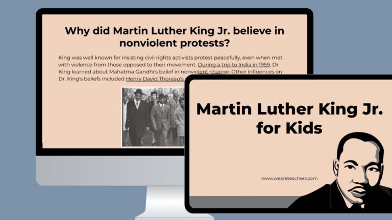 Computer and table screens with Martini Luther King Jr. slides on them.