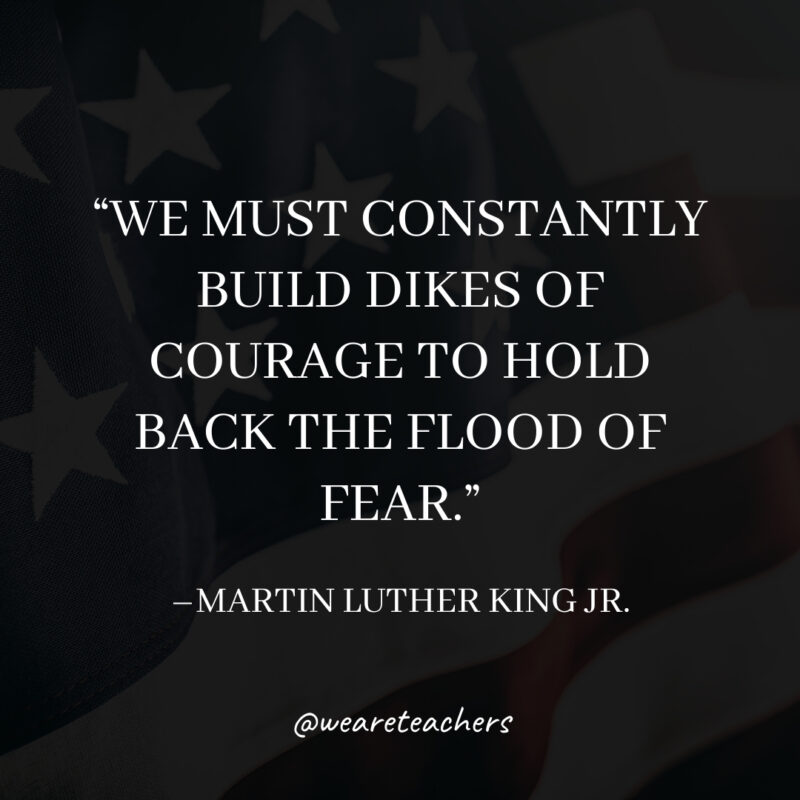 We must constantly build dikes of courage to hold back the flood of fear.- martin luther king jr. quotes