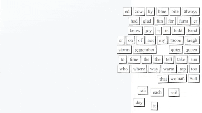 Animated GIF of magnetic word blocks being moved to form a poem