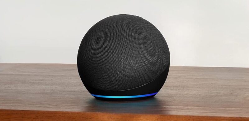 Amazon Echo Dot on wood table