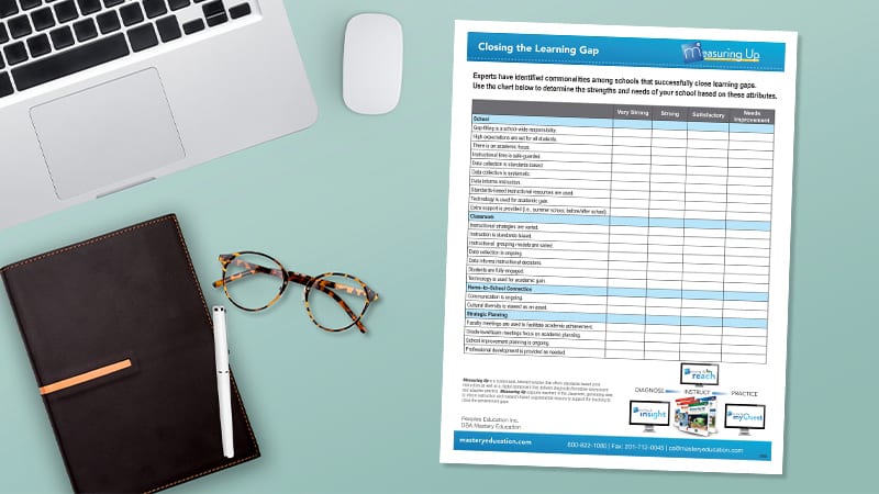 how to close learning gaps checklist on desk with glasses and notebook