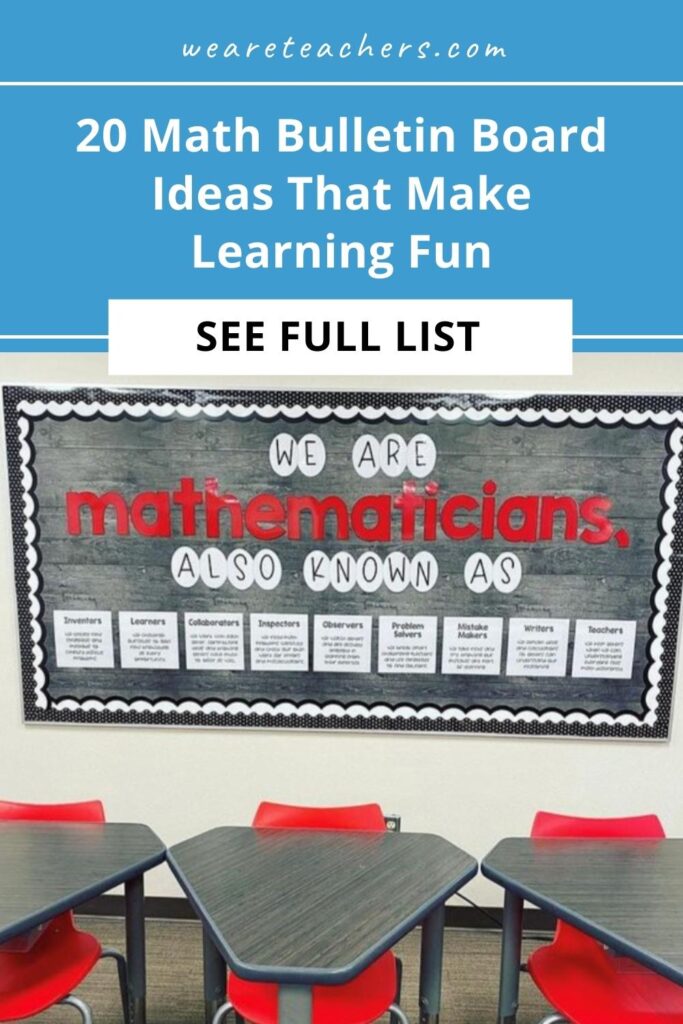 Math has never looked better than when using one of these 20 creative math bulletin board ideas for the classroom!