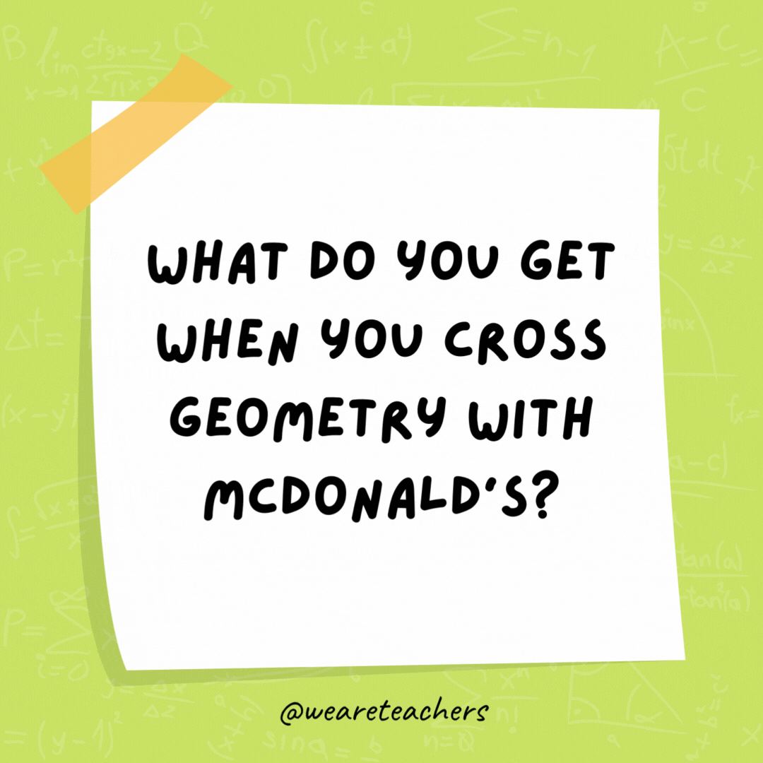 What do you get when you cross geometry with McDonald's? A plane cheeseburger.