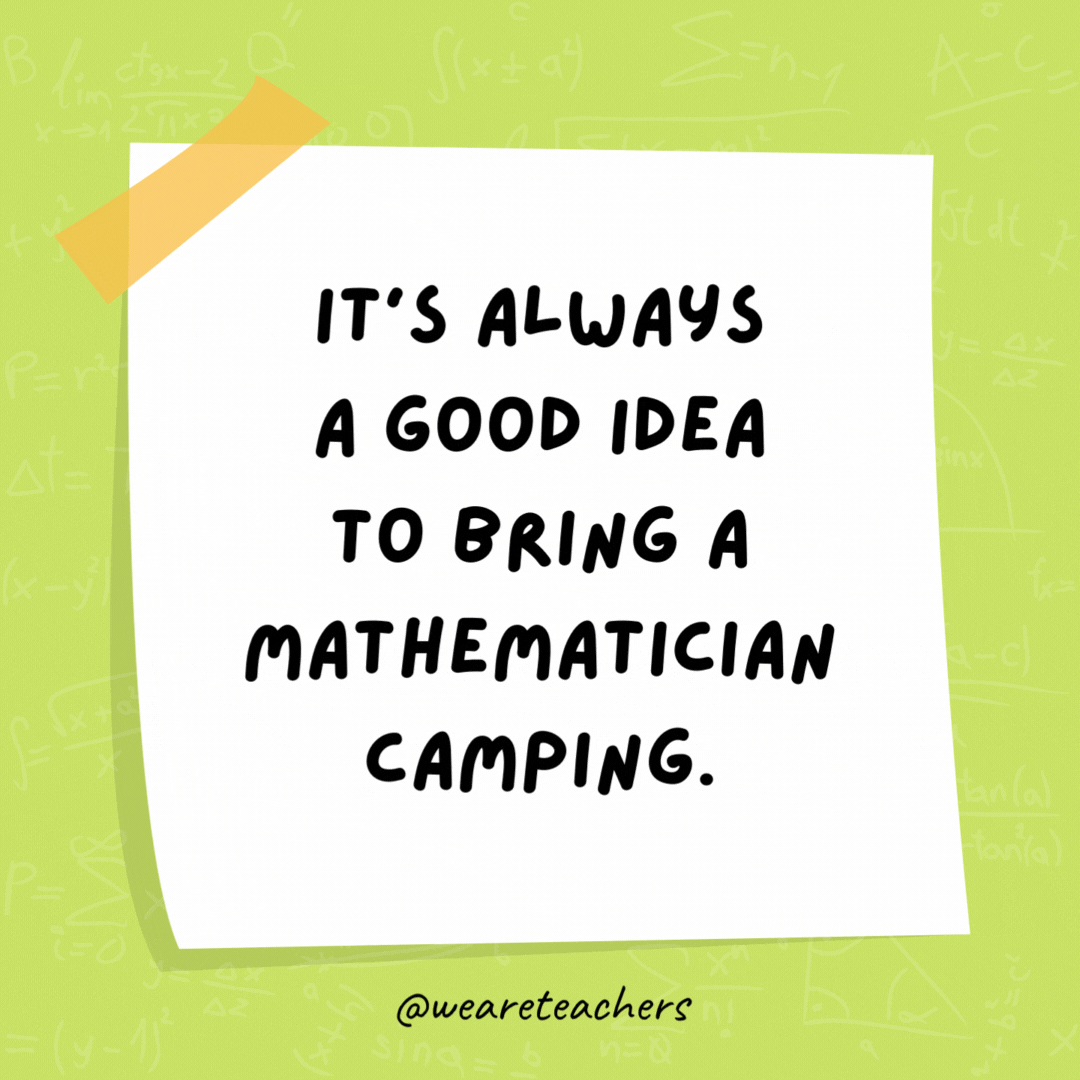 It’s always a good idea to bring a mathematician camping. They come prepared with a pair of axis.