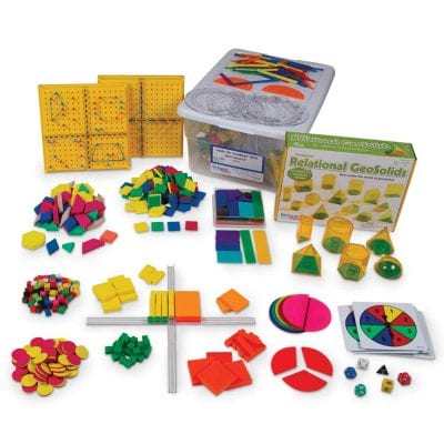 Math game with colored pieces.