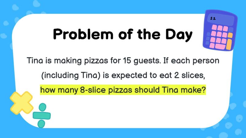 Tina is making pizzas for 15 guests. If each person (including Tina) is expected to eat 2 slices, how many 8-slice pizzas should Tina make?
