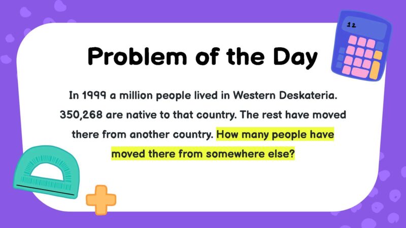 In 1999 a million people lived in Western Deskateria. 350,268 are native to that country. The rest have moved there from another country. How many people have moved there from somewhere else?