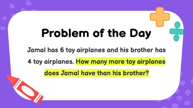 Jamal has 6 toy airplanes and his brother has 4 toy airplanes. How many more toy airplanes does Jamal have than his brother?