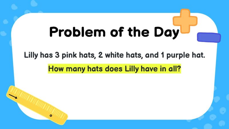 Lilly has 3 pink hats, 2 white hats, and 1 purple hat. How many hats does Lilly have in all?