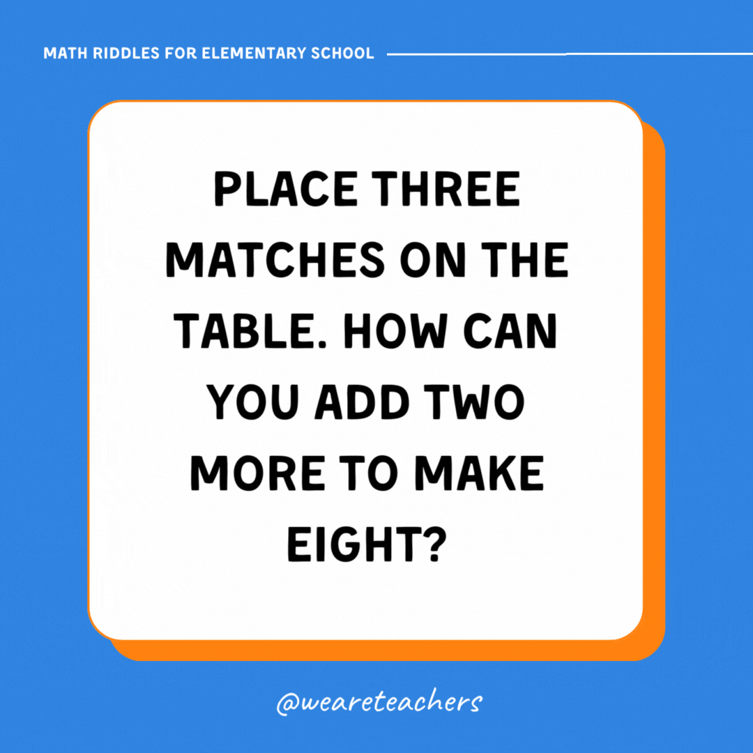 Place three matches on the table. How can you add two more to make eight?