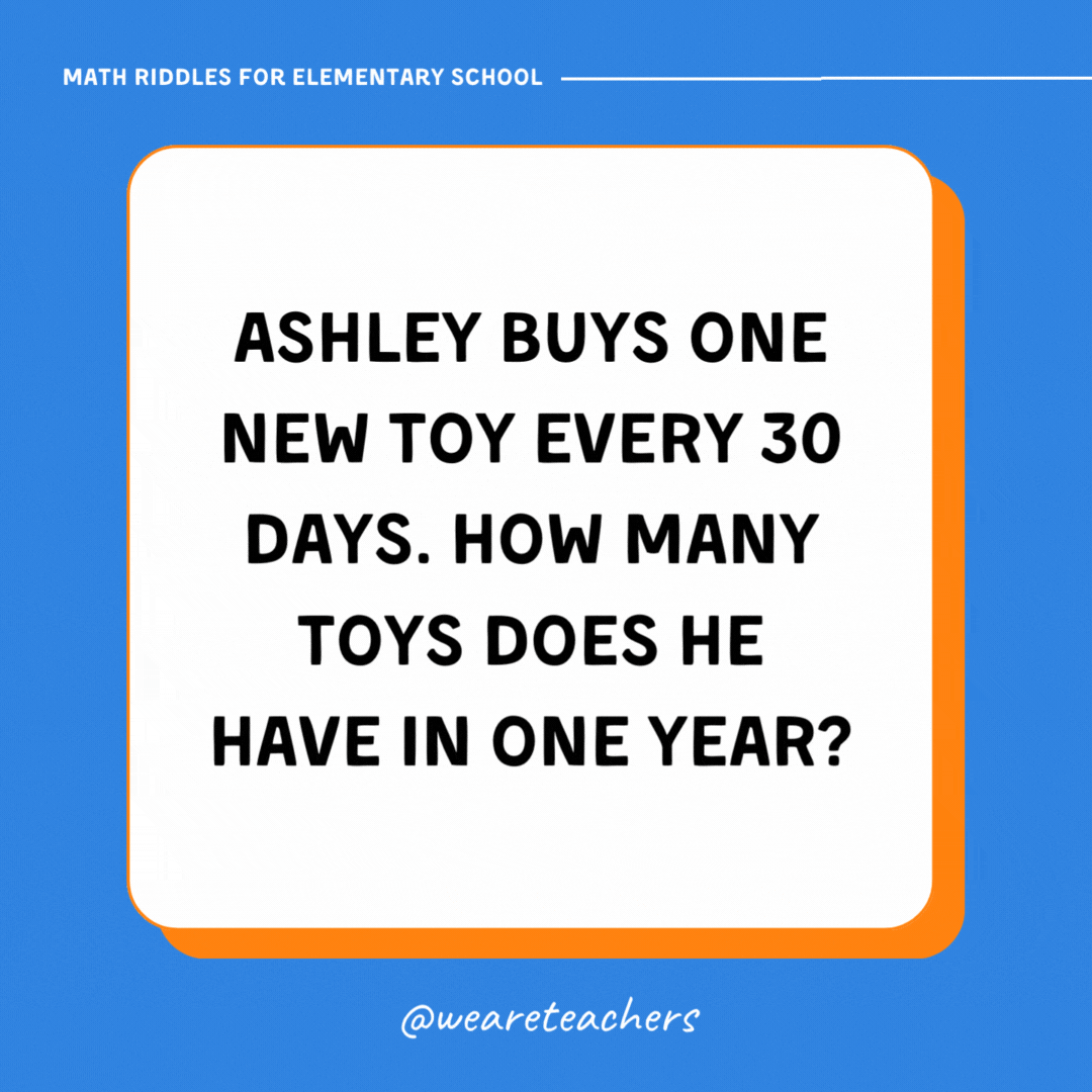 Ashley buys one new toy every 30 days. How many toys does he have in one year?