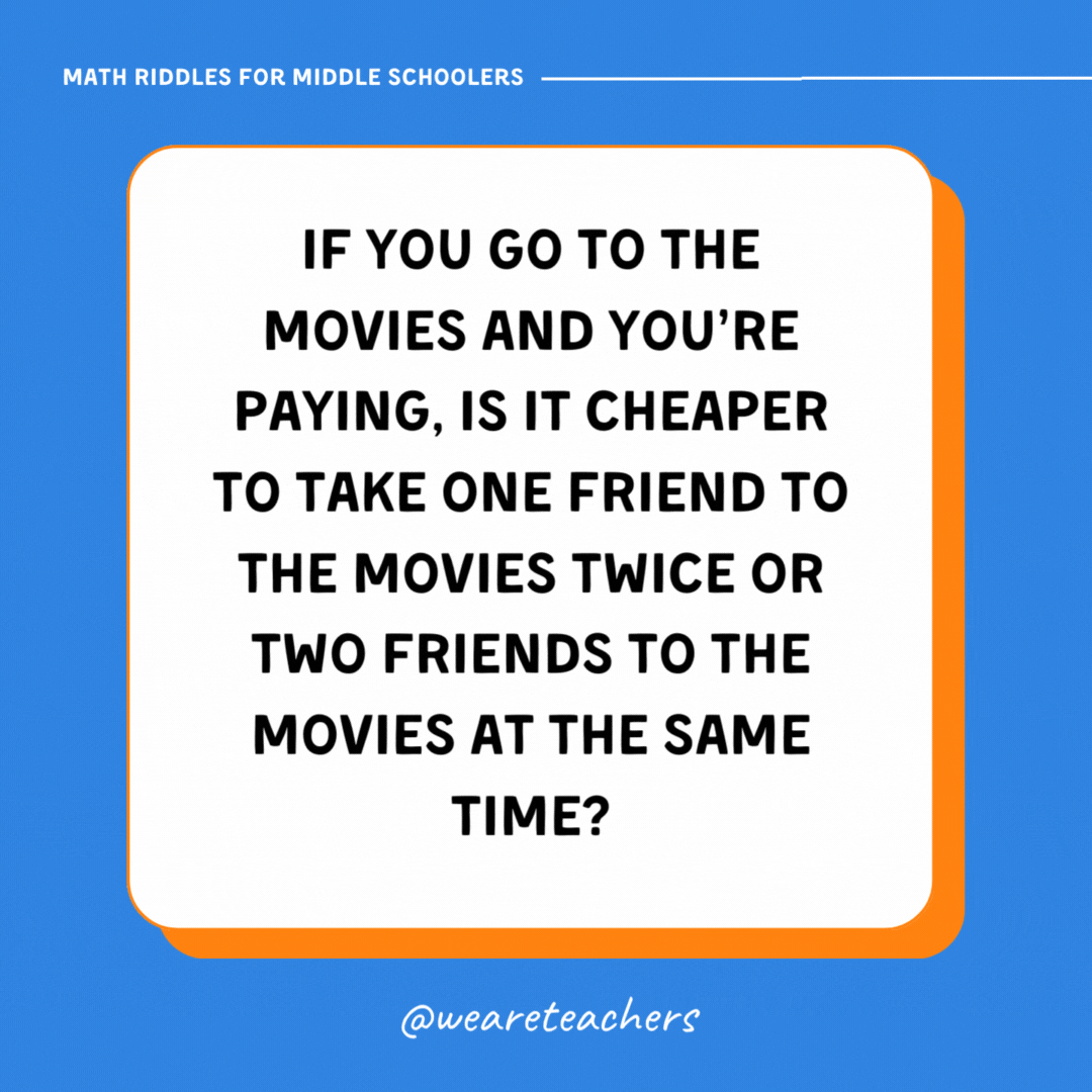 If you go to the movies and you’re paying, is it cheaper to take one friend to the movies twice or two friends to the movies at the same time?