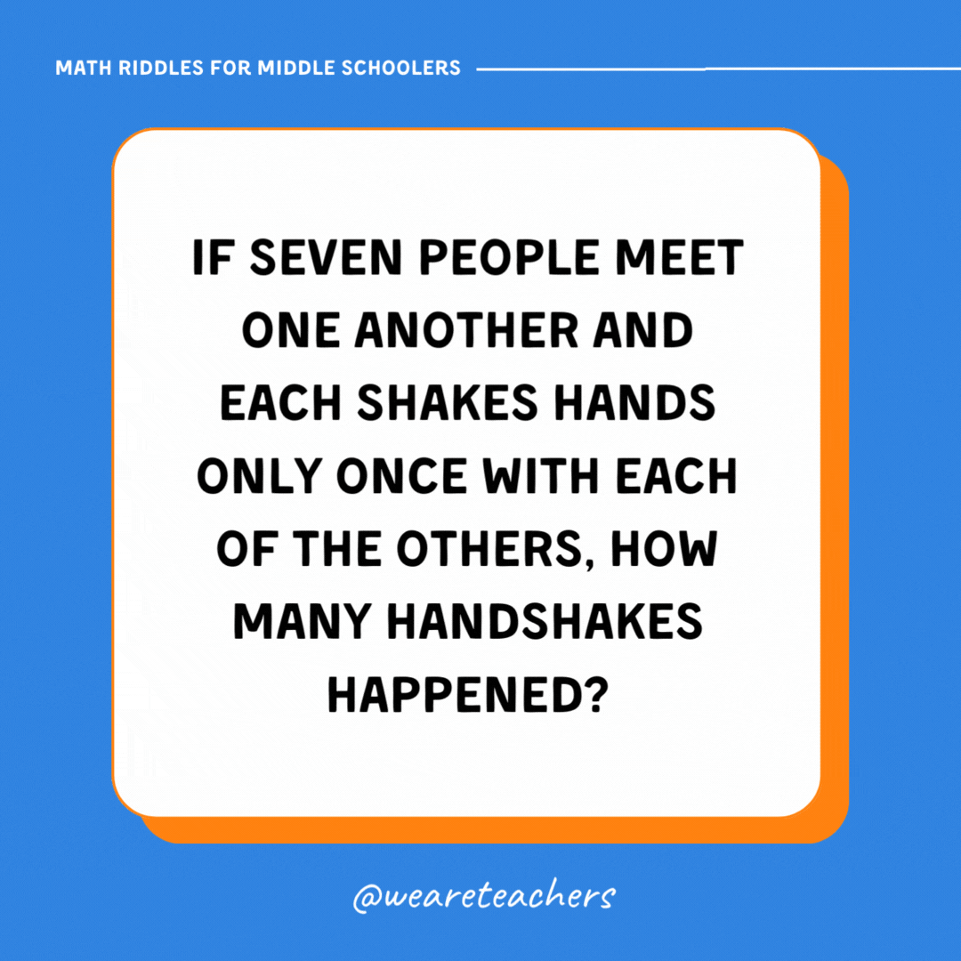 If seven people meet one another and each shakes hands only once with each of the others, how many handshakes happened?