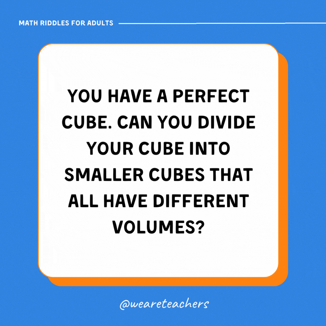 You have a perfect cube. Can you divide your cube into smaller cubes that all have different volumes?