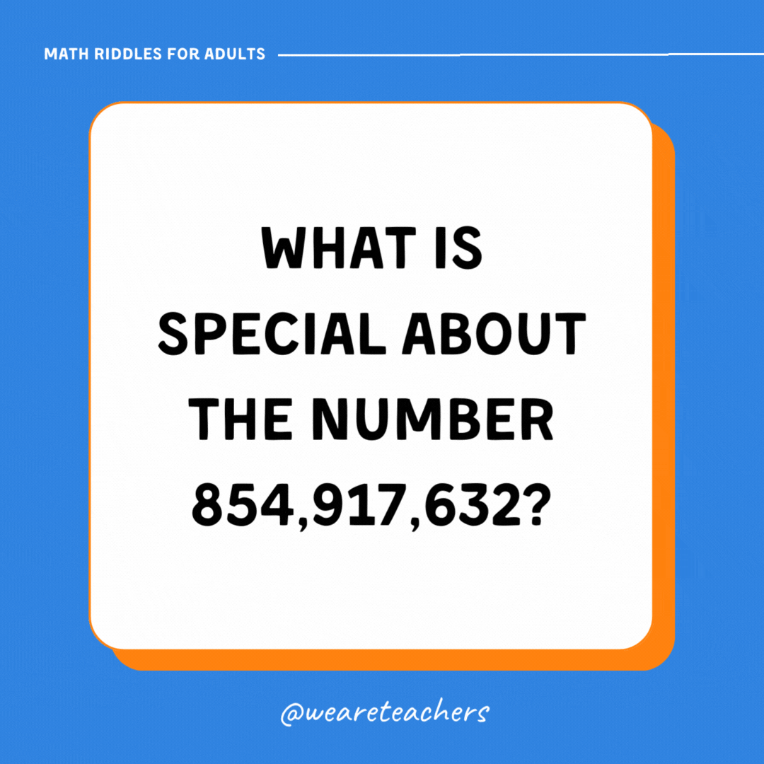 What is special about the number 854,917,632?- math riddles