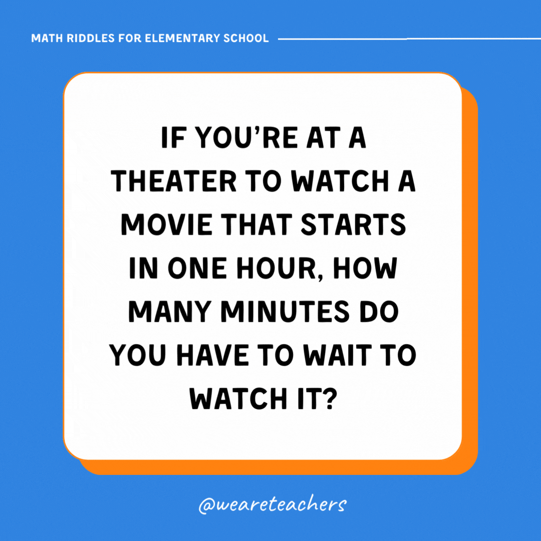 If you’re at a theater to watch a movie that starts in one hour, how many minutes do you have to wait to watch it?